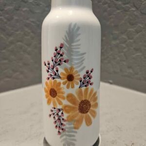 Floral Ceramic Bud Vase with Gold Trim